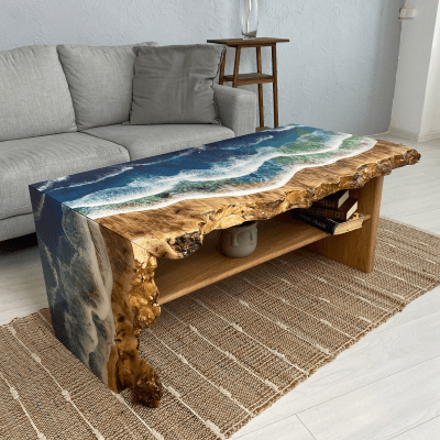 Resin Waves Art Wood Tables